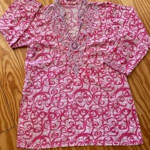 SALE!! Tunic/coverup pink beaded by Gerwit  Sz-M/L